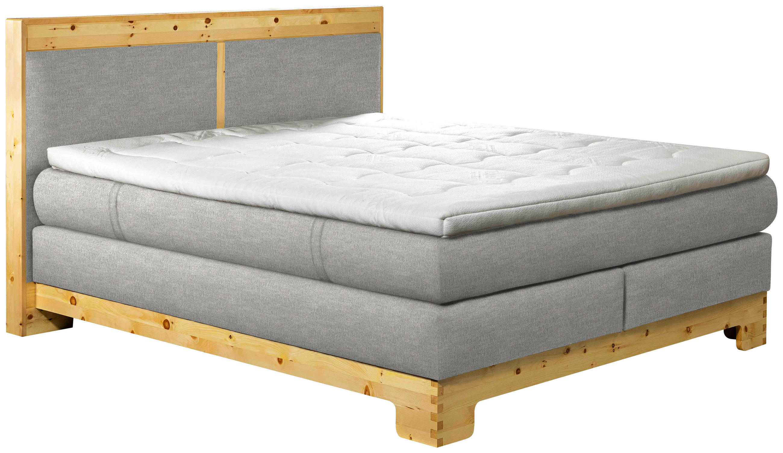 BOXSPRINGBETT 180/200 cm  in Silberfarben  - Silberfarben, Natur, Holz/Textil (180/200cm) - Linea Natura