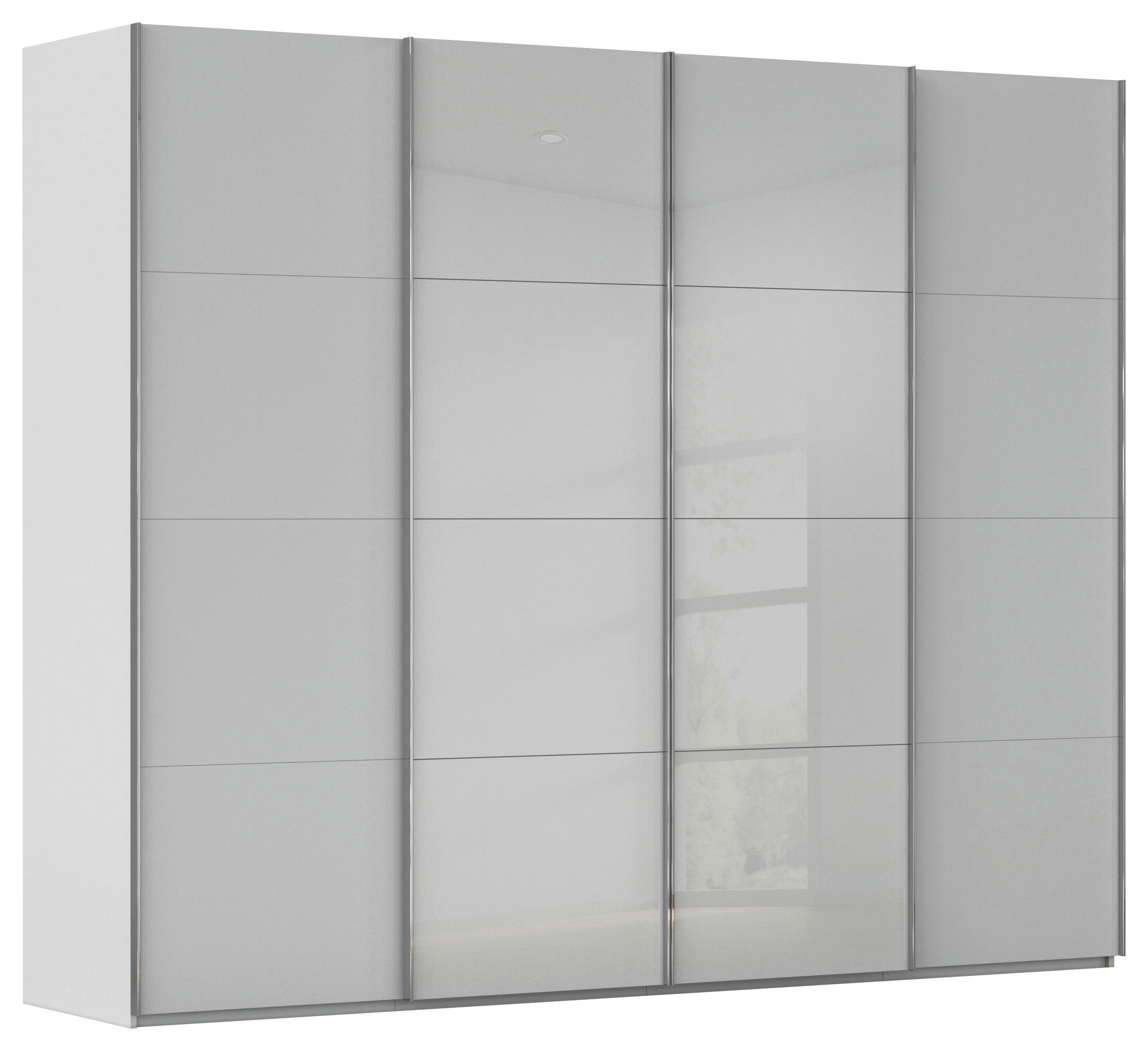 SCHWEBETÜRENSCHRANK 271/223/68 cm 4-türig Grau  - Chromfarben/Grau, KONVENTIONELL, Glas/Holzwerkstoff (271/223/68cm) - Novel