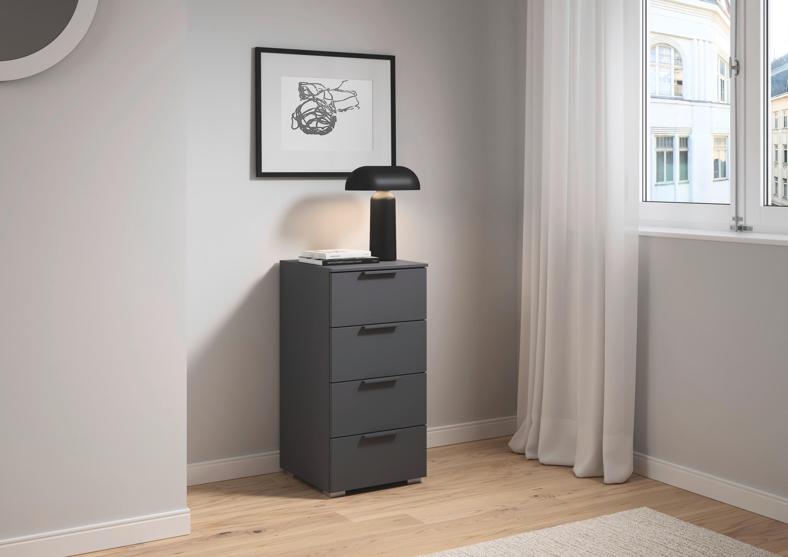 NACHTSCHRANK 40/81/42 cm  - Alufarben/Grau, MODERN, Holzwerkstoff (40/81/42cm) - Rauch Möbel