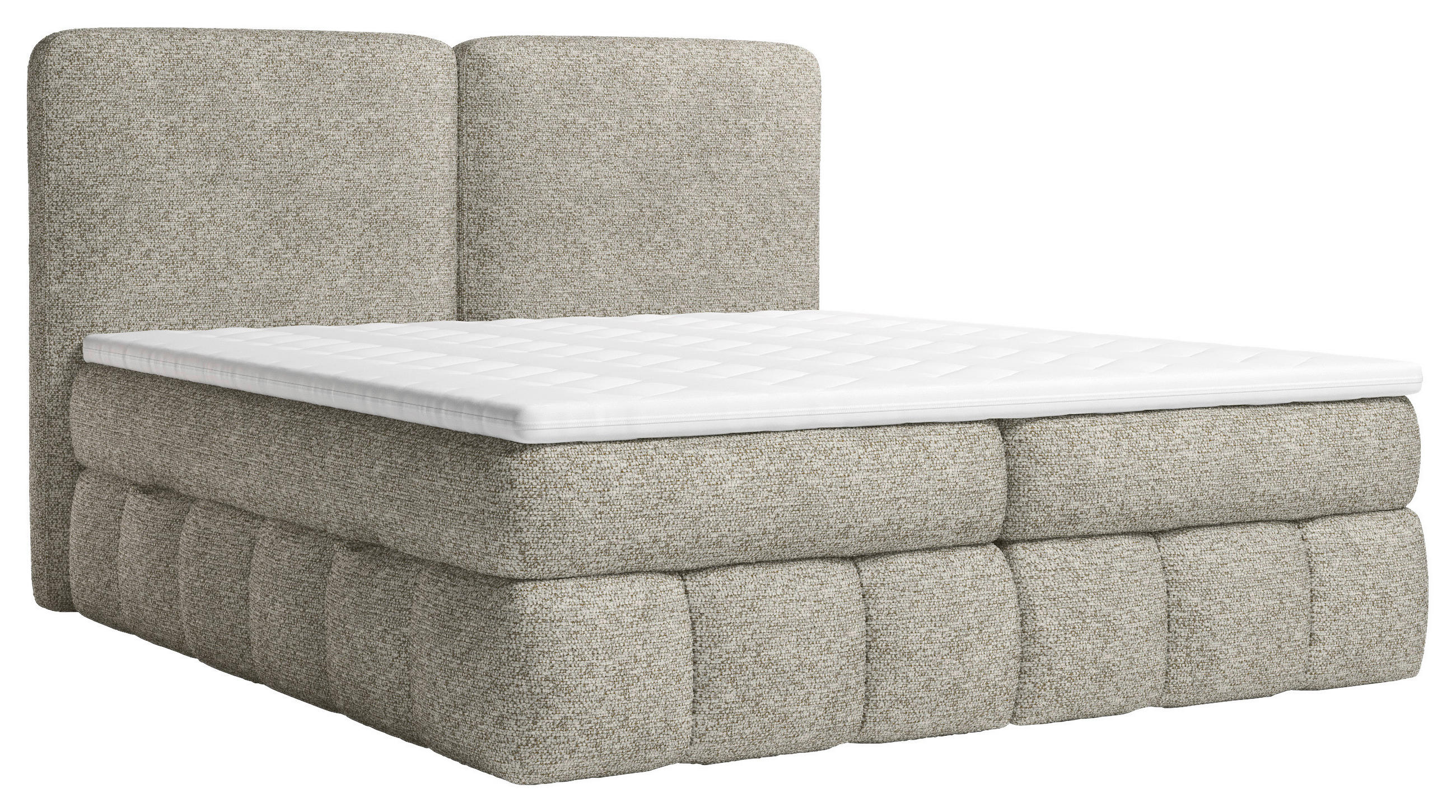 BOXBETT 140/200 cm,  in Beige, Bettkasten, Topper, Matratzen, H3 = fest  - Beige/Schwarz, KONVENTIONELL, Kunststoff/Textil (140/200cm) - Carryhome