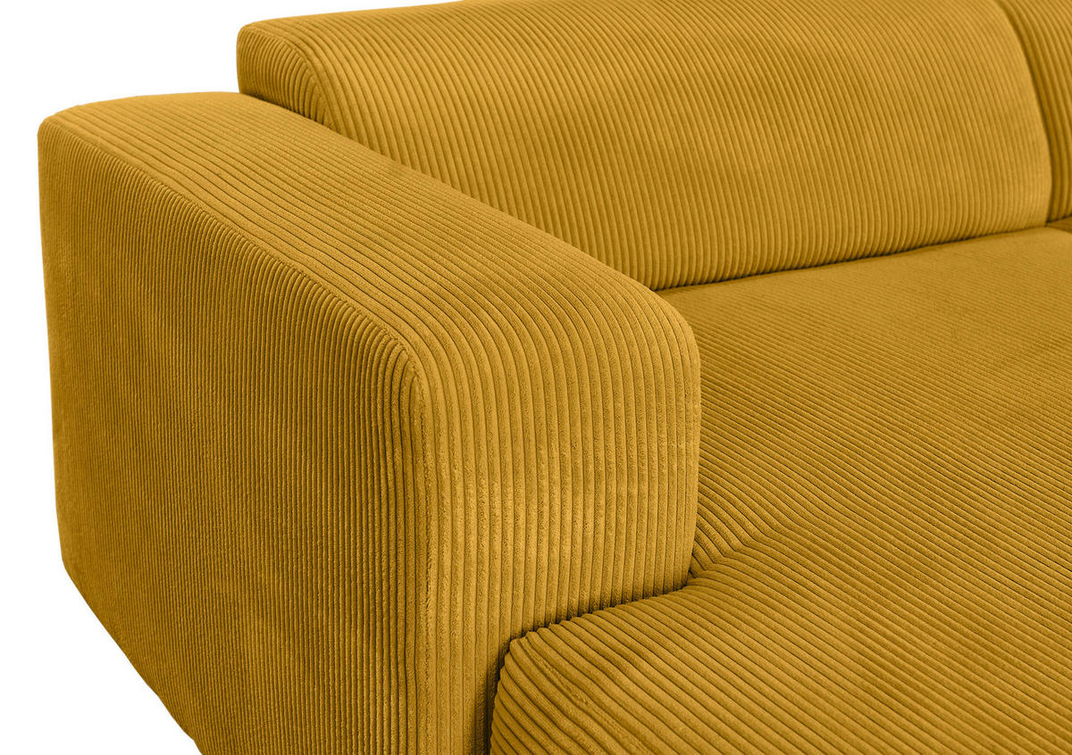 ECKSOFA BASMA Senfgelb Cord  - Senfgelb/Schwarz, Design, Kunststoff/Textil (175/298cm) - P & B