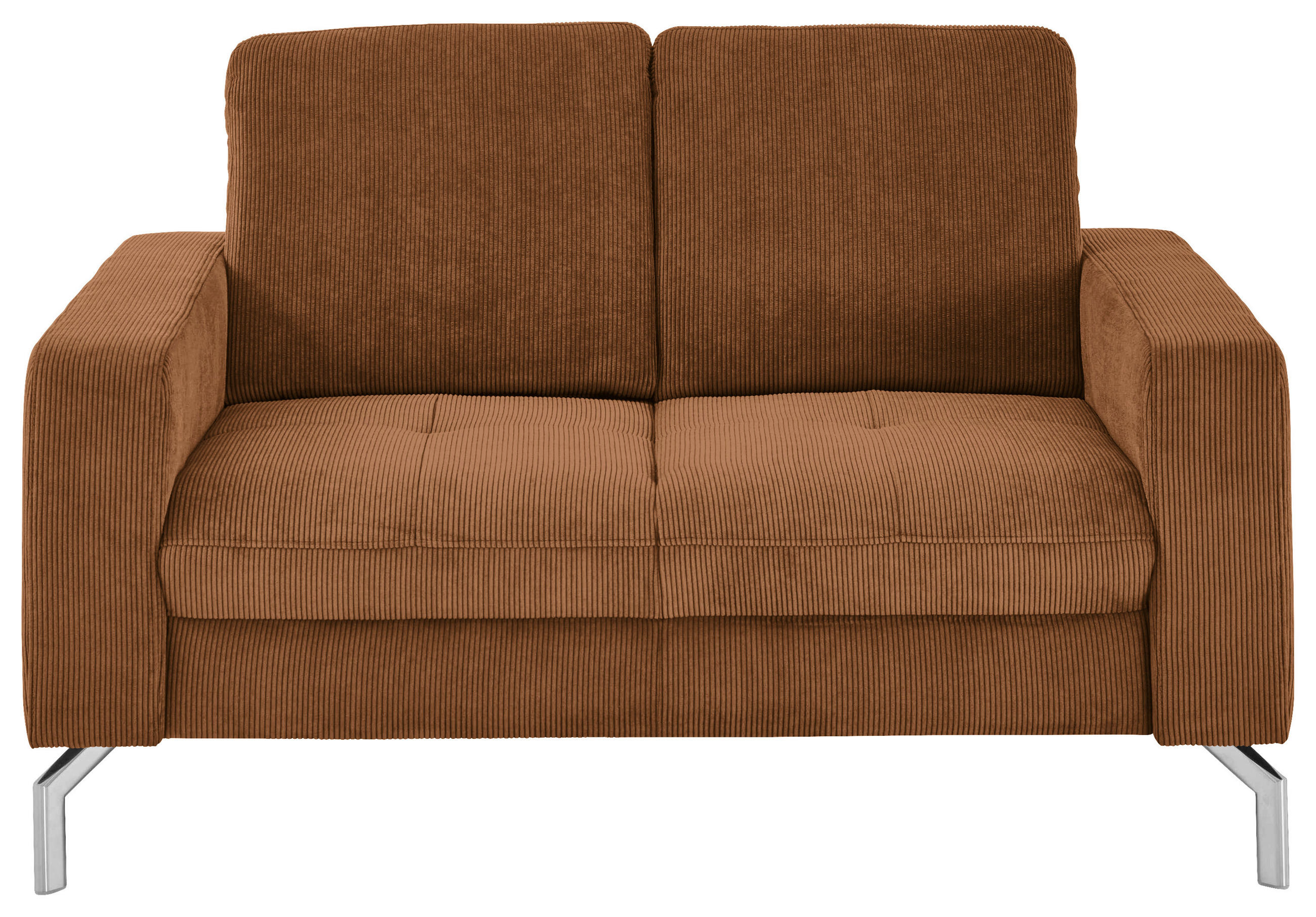 2-SITZER-SOFA  in Feincord Cognac  - Chromfarben/Cognac, Design, Textil/Metall (142/87/105cm) - Beldomo Style
