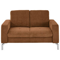 2-SITZER-SOFA  in Feincord Cognac  - Chromfarben/Cognac, Design, Textil/Metall (142/87/105cm) - Beldomo Style