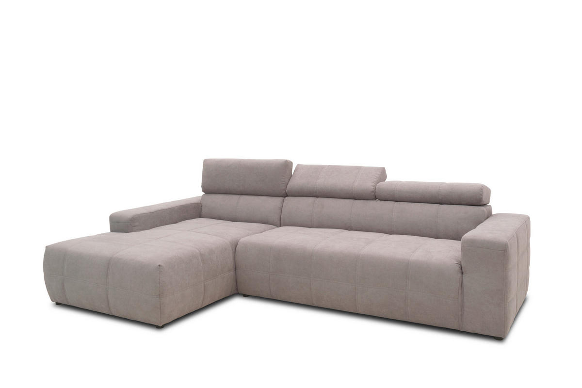 ECKSOFA Silberfarben Mikrofaser  - Silberfarben/Schwarz, Design, Kunststoff/Textil (175/285cm) - MID.YOU