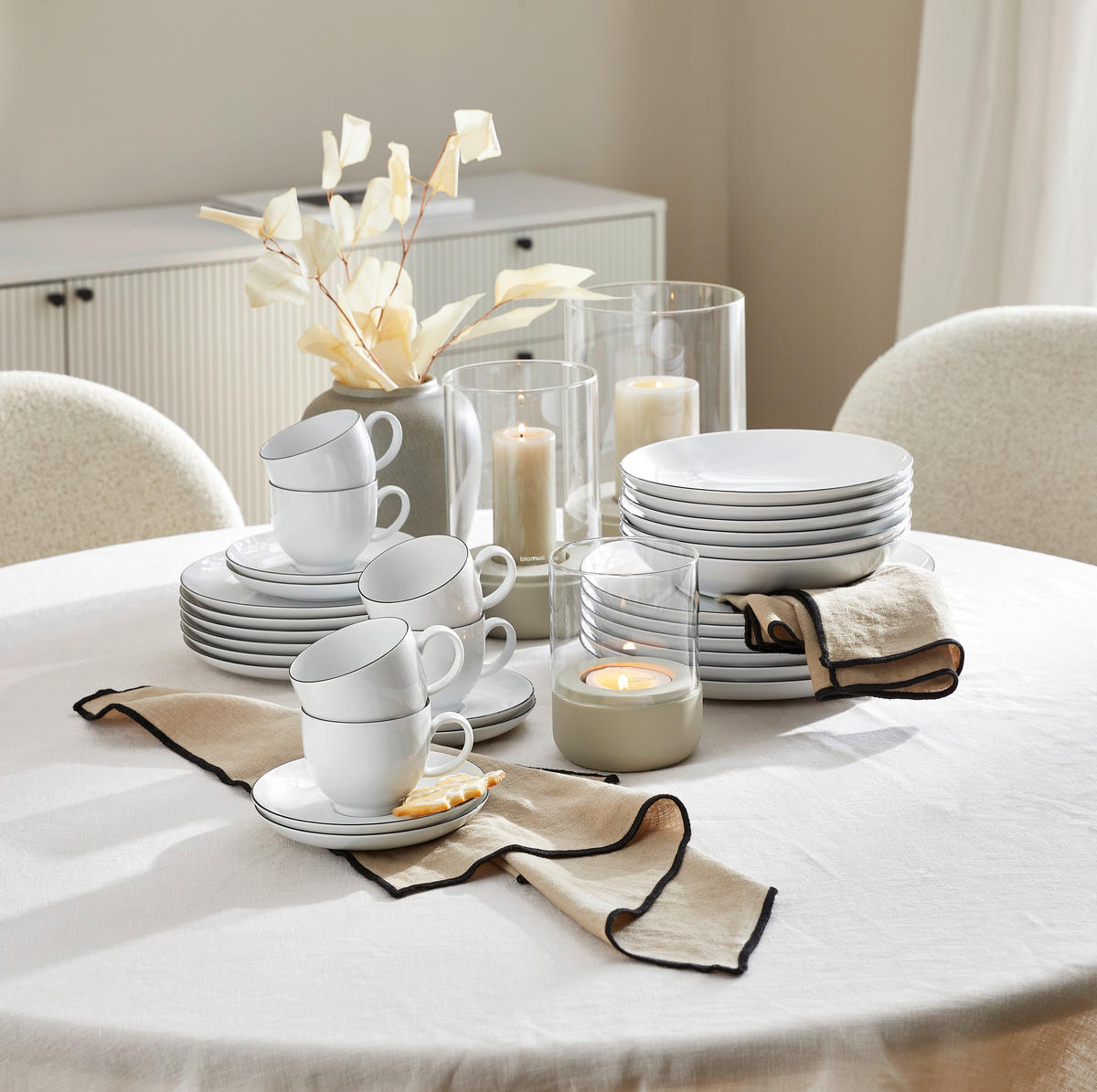 KOMBINOVANÝ SERVIS, 30-dielne, porcelán - čierna/biela, Basics, keramika - Seltmann Weiden