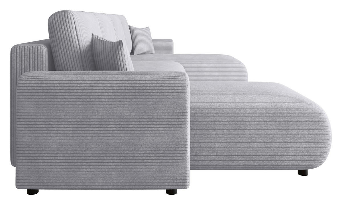 WOHNLANDSCHAFT Hellgrau Cord  - Hellgrau/Schwarz, KONVENTIONELL, Textil (152/318/152cm) - Xora
