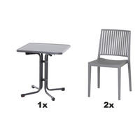 GARTENGARNITUR 3-teilig Stahl  - Rot, Basics, Kunststoff/Metall (70/80/70cm) - Siena Garden