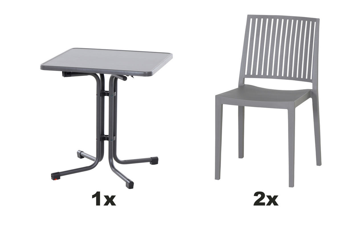 GARTENGARNITUR 3-teilig Stahl  - Rot, Basics, Kunststoff/Metall (70/80/70cm) - Siena Garden