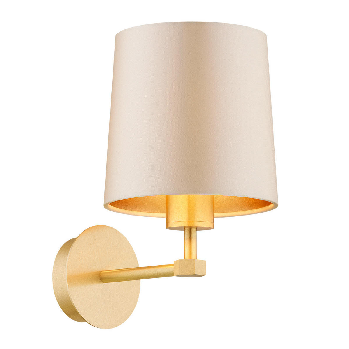 WANDLEUCHTE Princeton 27/16/22 cm   - Beige/Messingfarben, KONVENTIONELL, Textil/Metall (27/16/22cm)