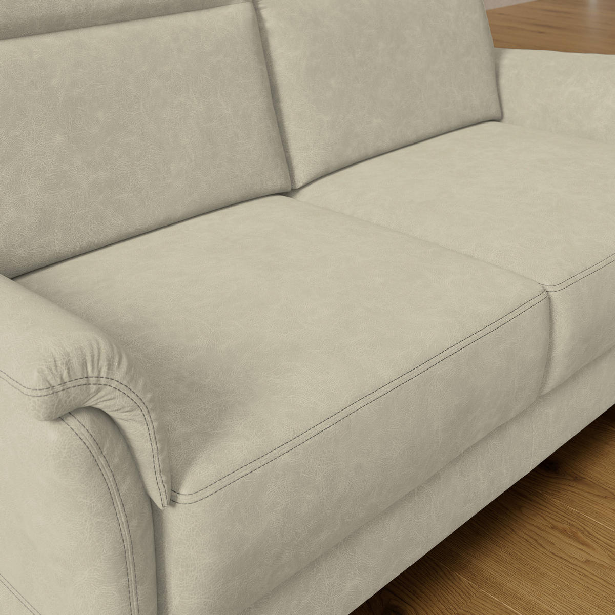 2,5-SITZER Mikrofaser Hellgrau  - Hellgrau/Schwarz, Konventionell, Kunststoff/Textil (170/99/91cm) - Elegando