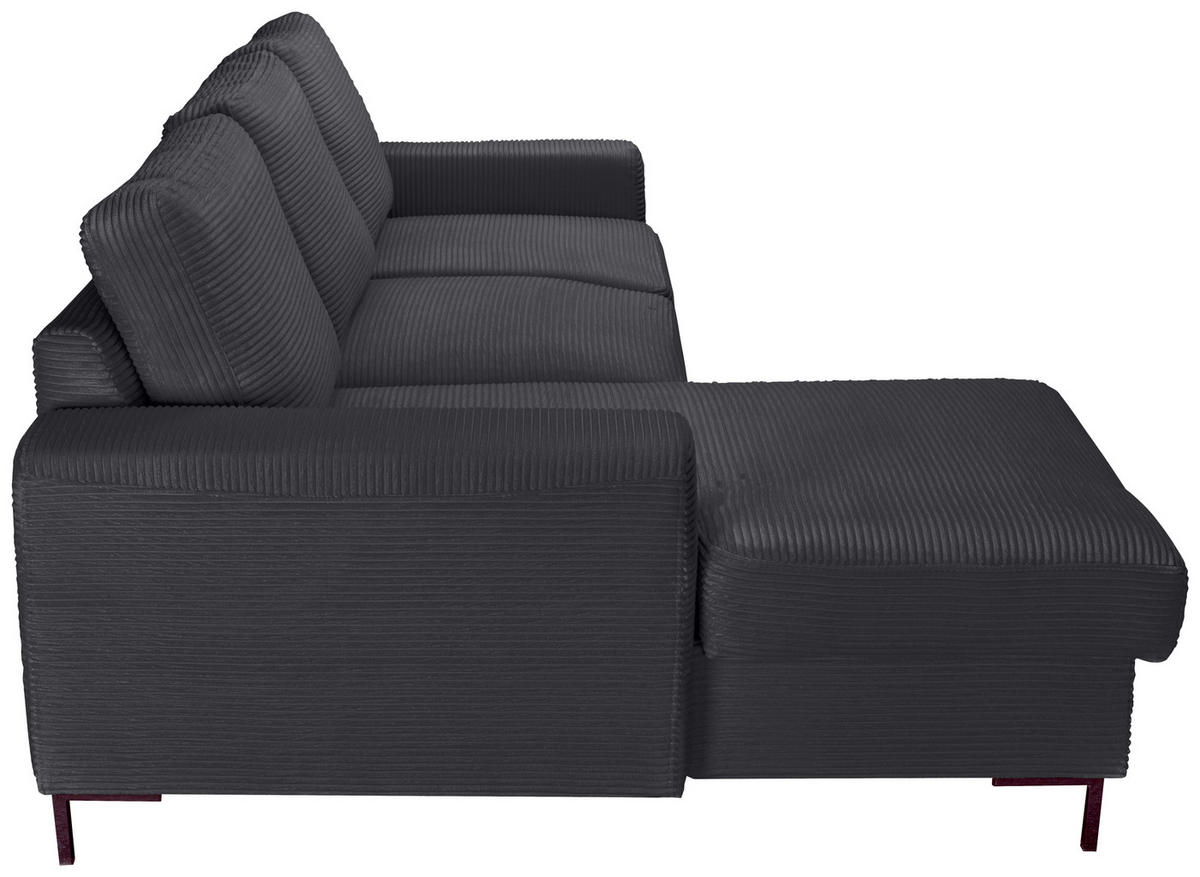 ECKSOFA Anthrazit Cord  - Anthrazit/Schwarz, KONVENTIONELL, Textil/Metall (150/240cm) - Carryhome