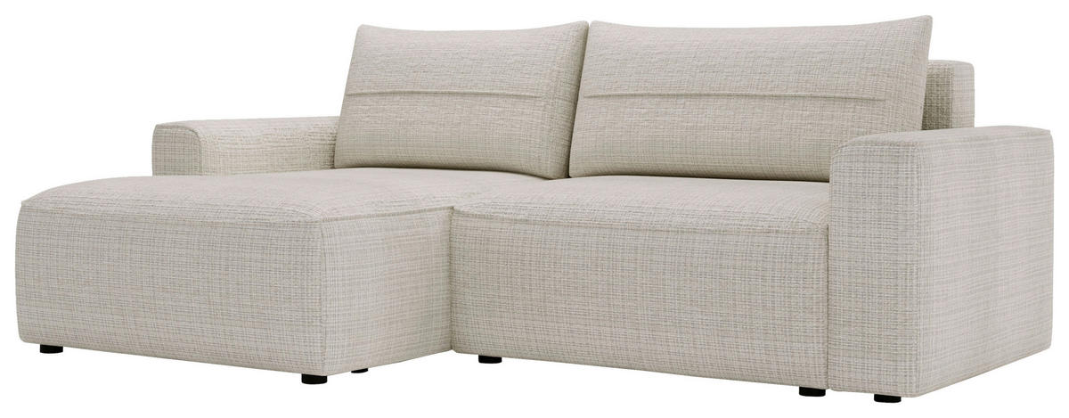 ECKSOFA in Chenille Creme  - Creme/Schwarz, Design, Kunststoff/Textil (144/233cm) - Livetastic