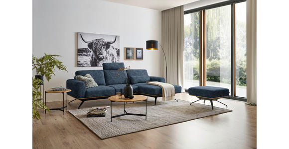 ECKSOFA  in Struktur Blau  262/157 cm  - Blau/Schwarz, Design, Textil/Metall (262/157cm) - Novel