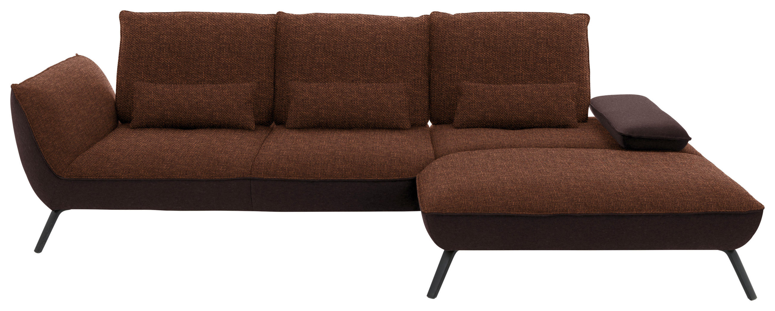 ECKSOFA in Flachgewebe Kupferfarben  - Schwarz/Kupferfarben, Design, Textil/Metall (301/191cm) - Moderano