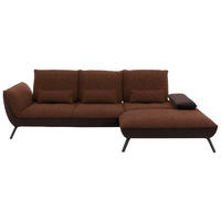 ECKSOFA in Flachgewebe Kupferfarben  - Schwarz/Kupferfarben, Design, Textil/Metall (301/191cm) - Moderano