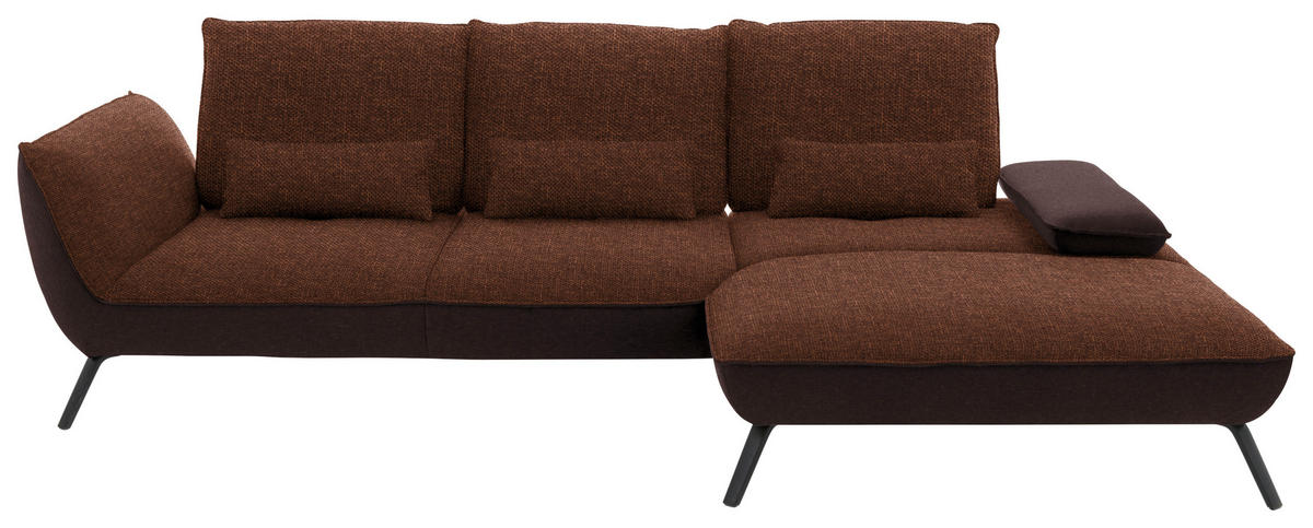 ECKSOFA in Flachgewebe Kupferfarben  - Schwarz/Kupferfarben, Design, Textil/Metall (301/191cm) - Moderano