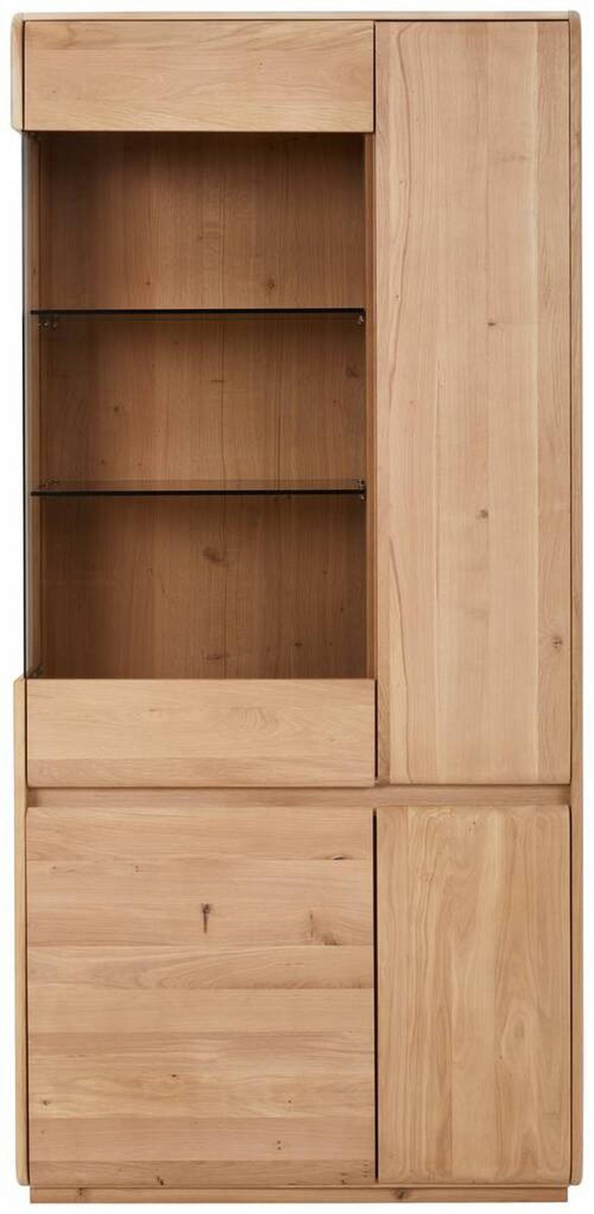 VITRINE in massiv Wildeiche Wildeiche  - Wildeiche, Basics, Glas/Holz (95/201/41cm) - Linea Natura