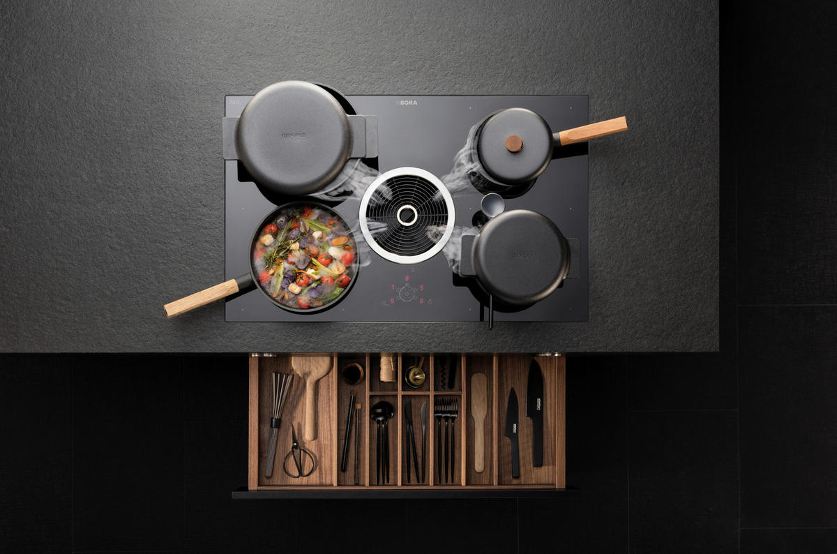 KOCHFELD-DUNSTABZUG-KOMBI BHU  - Edelstahlfarben/Ahornfarben, Design, Glas/Metall (76/19,6/51,5cm) - Bora