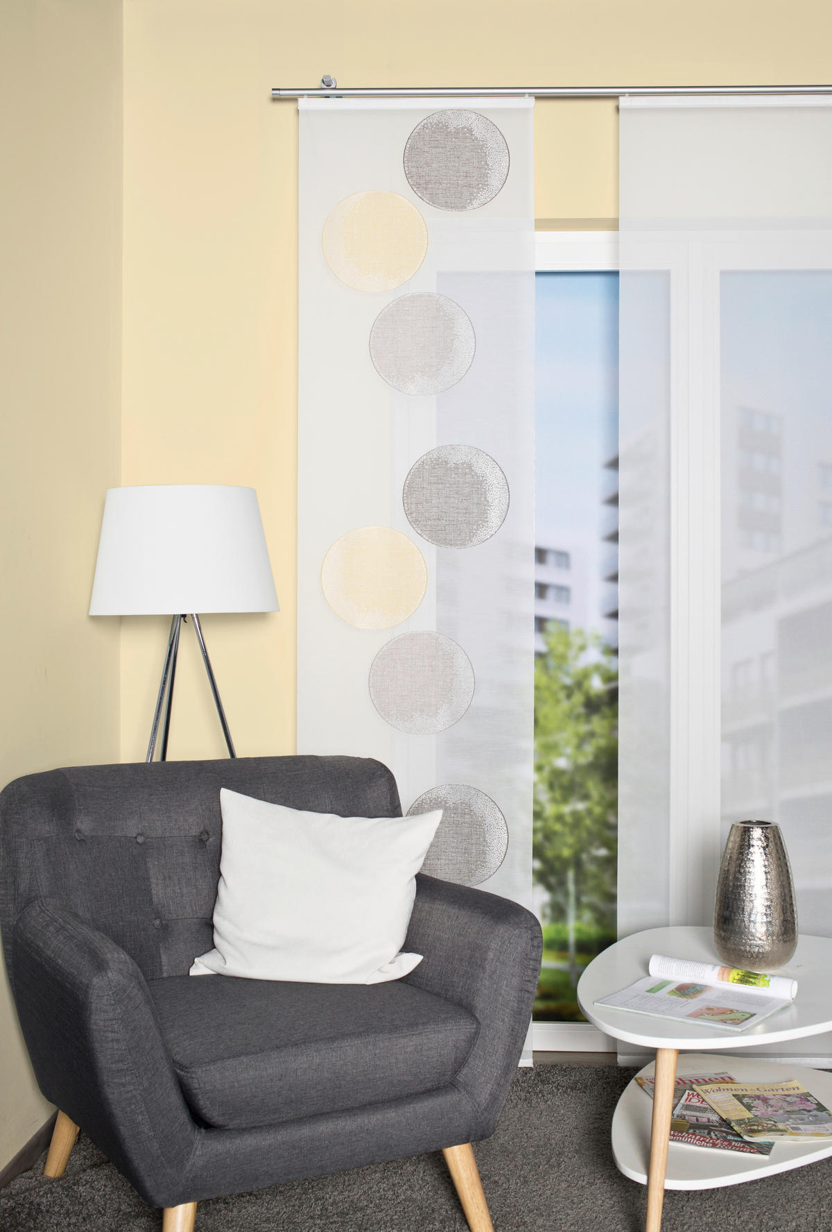 FLÄCHENVORHANG   halbtransparent   60/245 cm  - Gelb, Design, Textil (60/245cm)