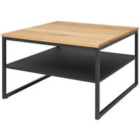 COUCHTISCH Eiche massiv quadratisch Naturfarben, Schwarz  - Schwarz/Naturfarben, MODERN, Holz/Holzwerkstoff (70/44/70cm) - Livetastic
