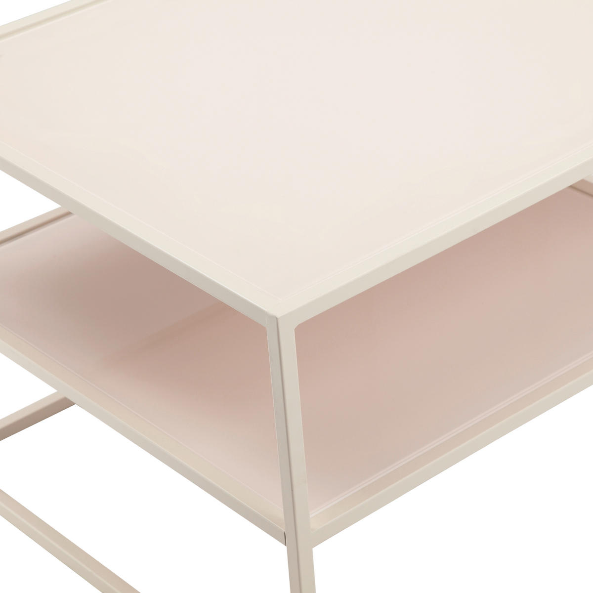 COUCHTISCH Kristallglas 90/60/45 cm rechteckig Creme  - Creme, Design, Glas/Metall (90/60/45cm) - Livetastic
