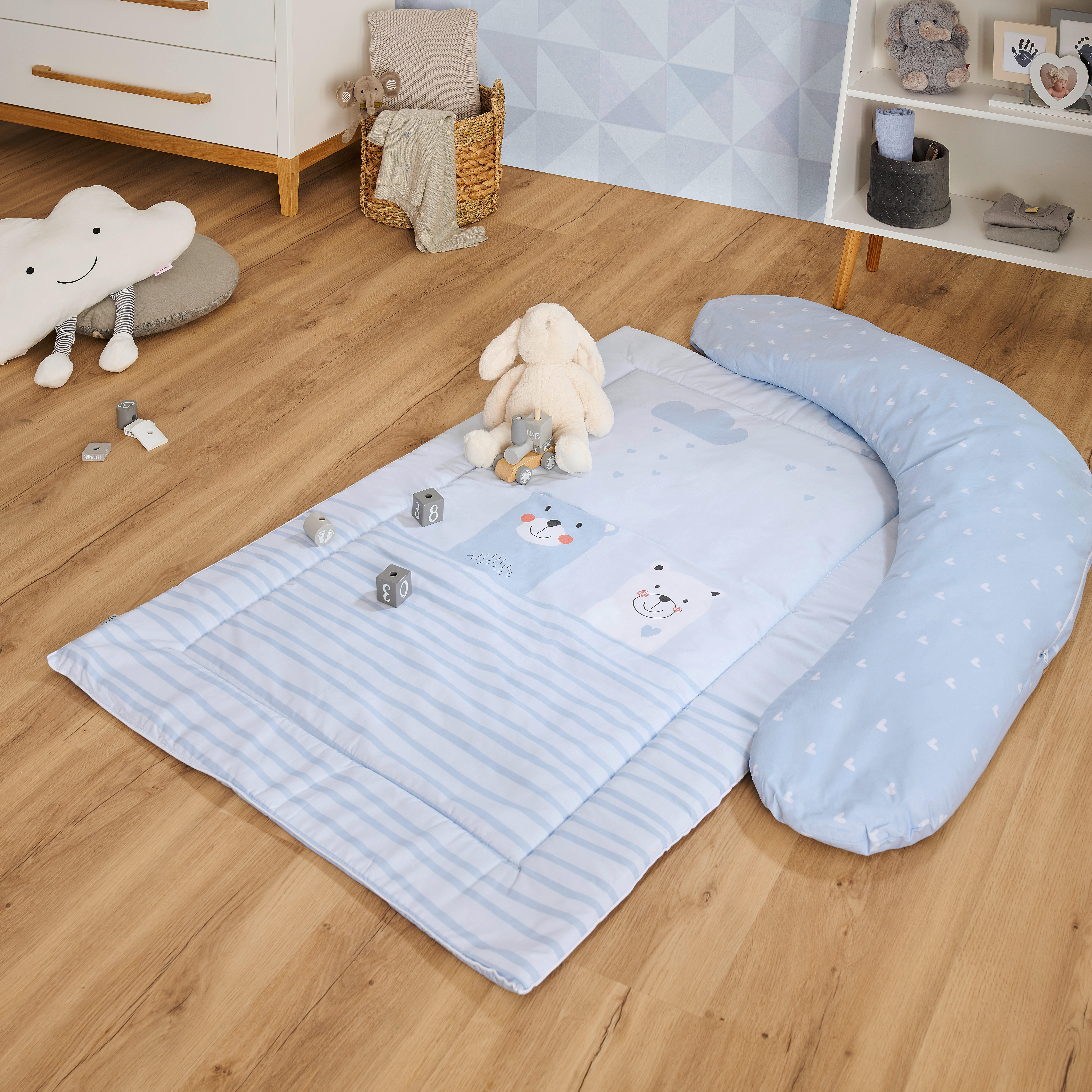 STILLKISSEN 190 cm BEARS FAMILY   - Blau, Basics, Textil (190cm) - Avelia