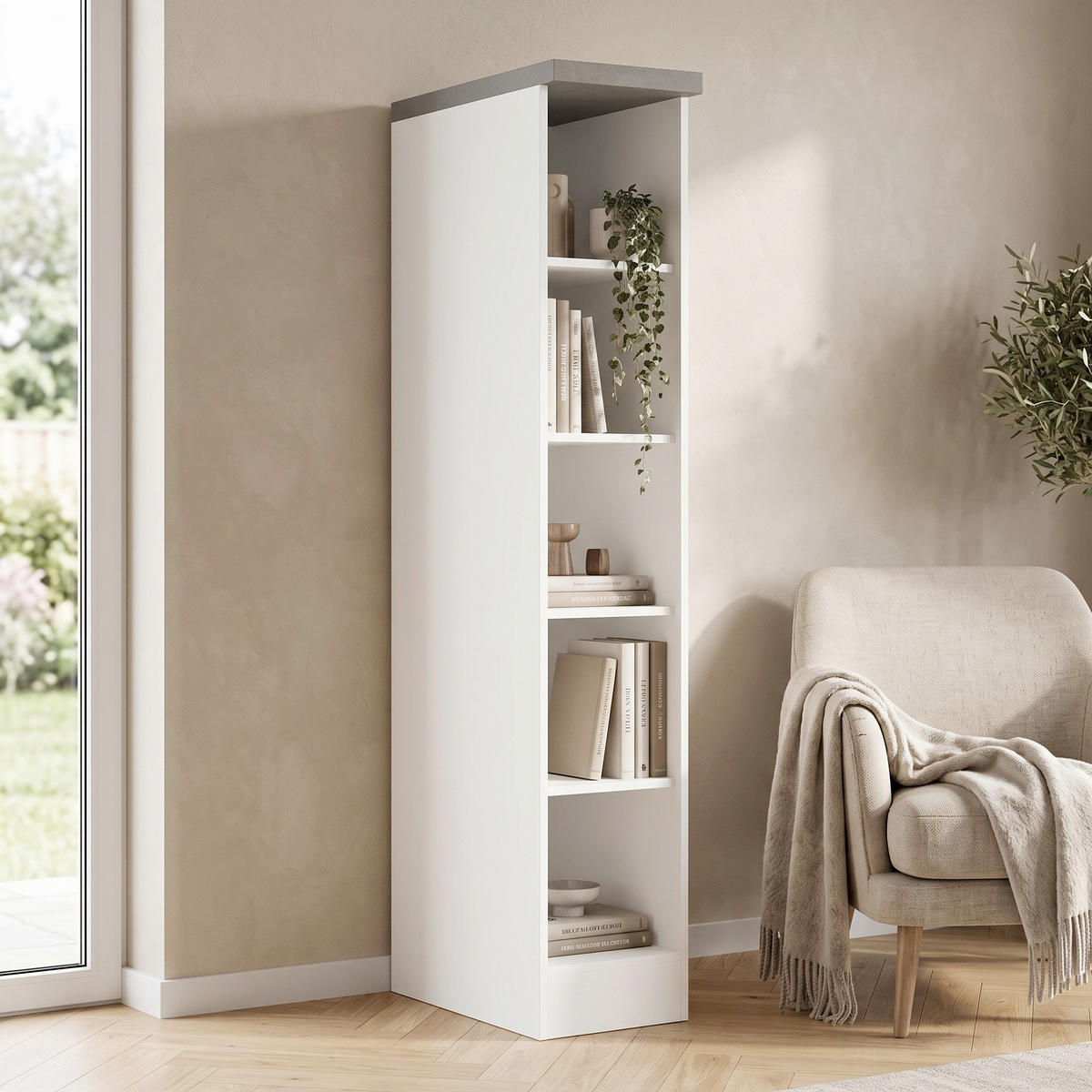 REGAL Grau, Weiß  - Weiß/Grau, LIFESTYLE, Holzwerkstoff (30/166/60cm) - Held