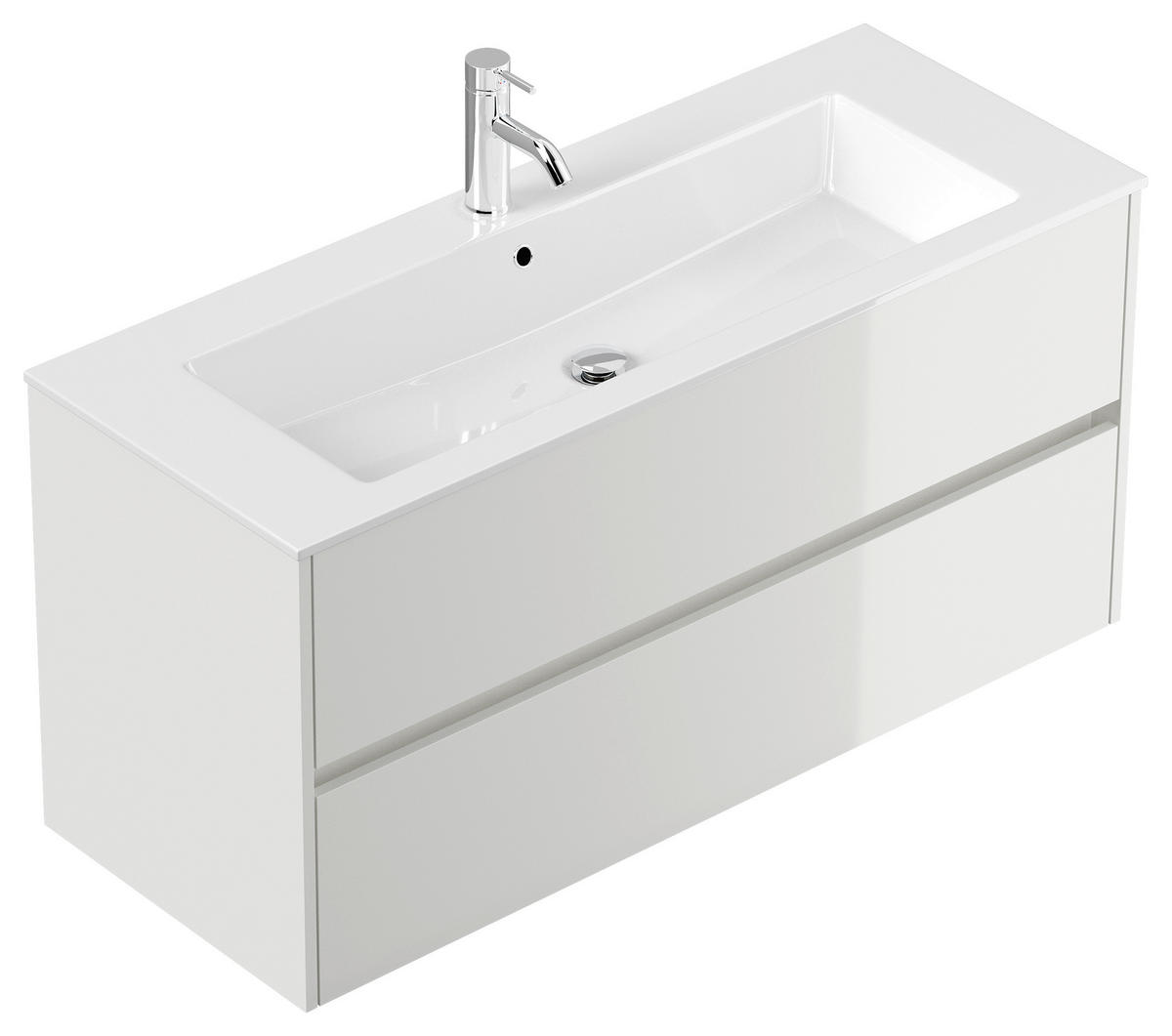 WASCHTISCHKOMBI 120 cm  - Weiß Hochglanz/Weiß, MODERN, Holzwerkstoff/Stein (120cm) - MID.YOU
