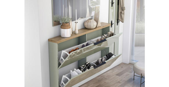 HÄNGESCHUHSCHRANK 140/82/19 cm - Eichefarben/Schwarz, Design, Holzwerkstoff/Metall (140/82/19cm) - Xora