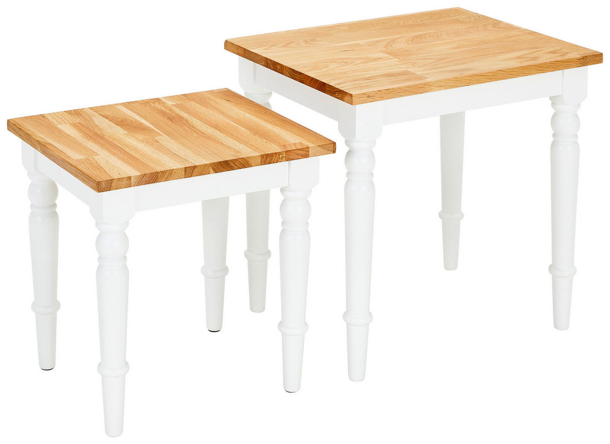 SATZTISCH Eiche, Pinie massiv quadratisch Naturfarben, Weiß  - Naturfarben/Weiß, MODERN, Holz (50/35/50/42/40/40cm) - MID.YOU