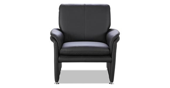 SESSEL Echtleder Schwarz - Silberfarben/Schwarz, KONVENTIONELL, Leder/Metall (85/88/87cm) - Cantus