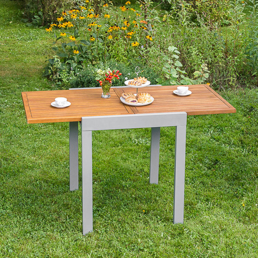 BALKONTISCH  - Silberfarben/Naturfarben, MODERN, Holz/Metall (65-130/75/65cm) - Gardenson