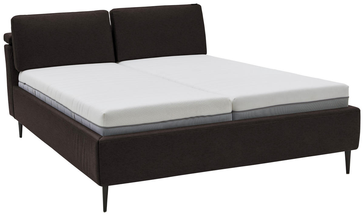 POLSTERBETT 200/200 cm  Dunkelbraun  - Hellbraun/Anthrazit, Design, Holz/Textil (200/200cm) - Johann Jakob
