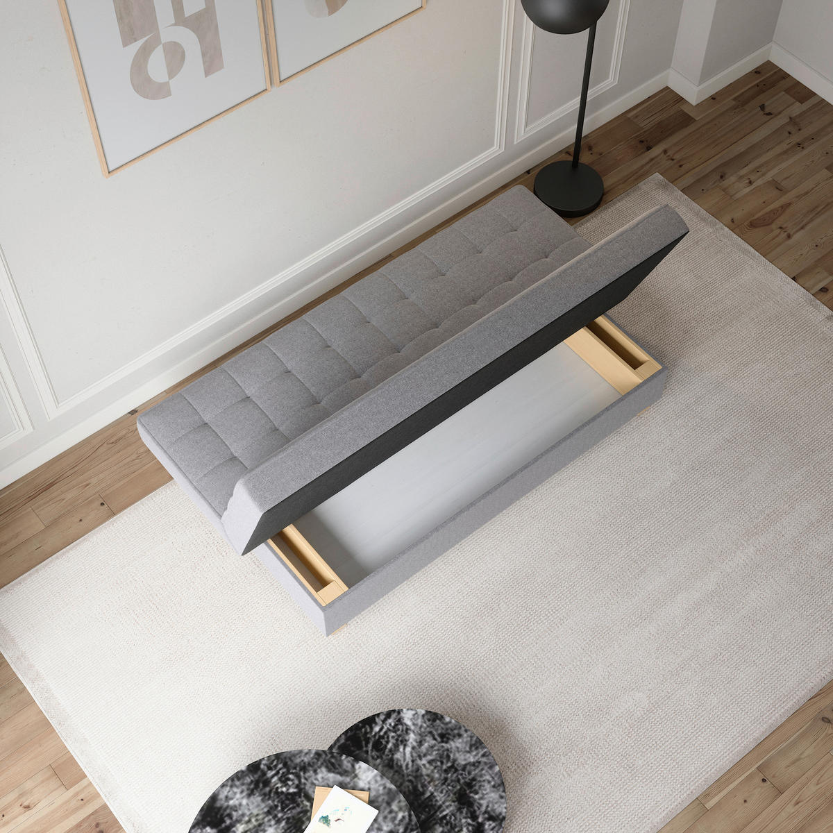 SCHLAFSOFA Hellgrau  - Hellgrau, Design, Holzwerkstoff/Kunststoff (192/92/95cm) - MID.YOU