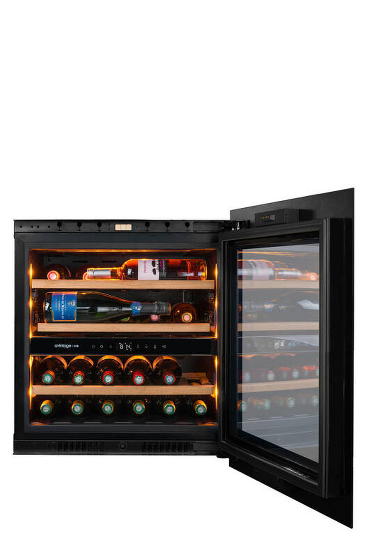 WEINKÜHLSCHRANK AVI60PLATINUM  - Schwarz, Basics, Glas/Holz (59,0/59,5/56,5cm)