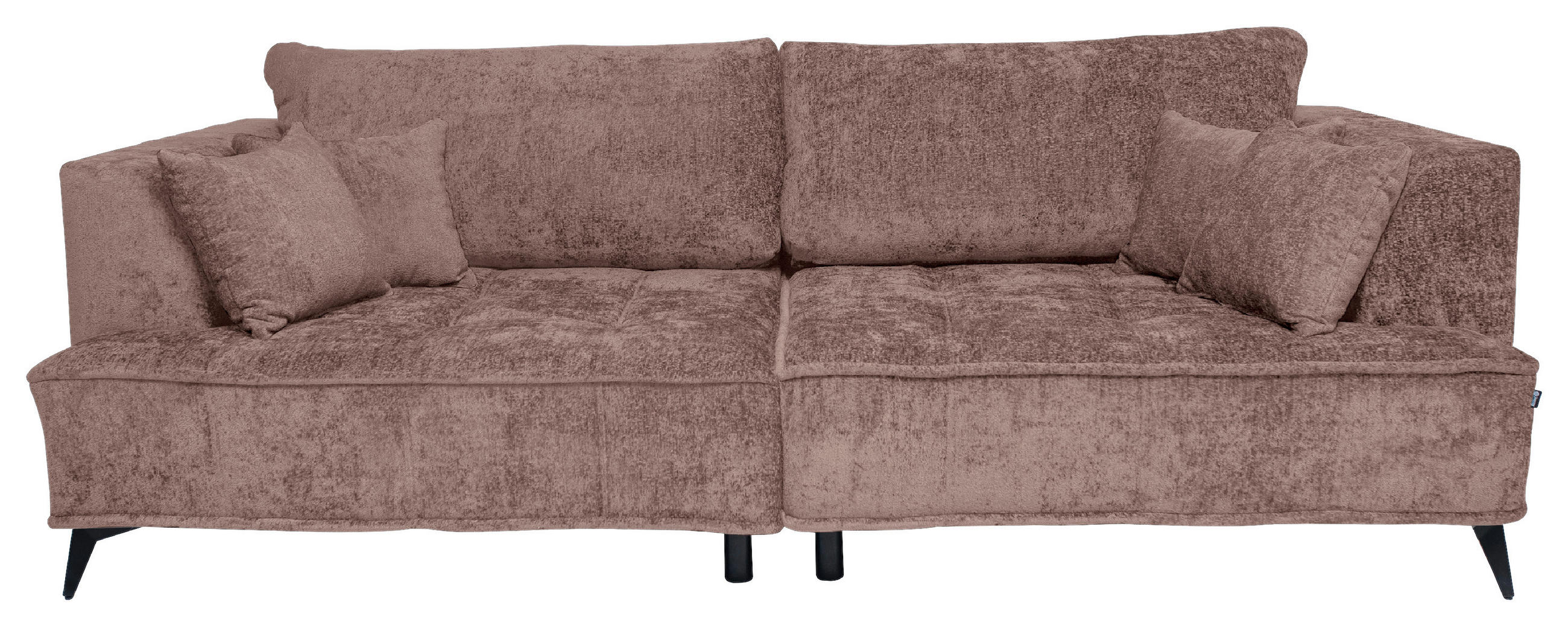 BIGSOFA Chenille Altrosa  - Schwarz/Altrosa, Design, Textil/Metall (250/90/120cm) - home24
