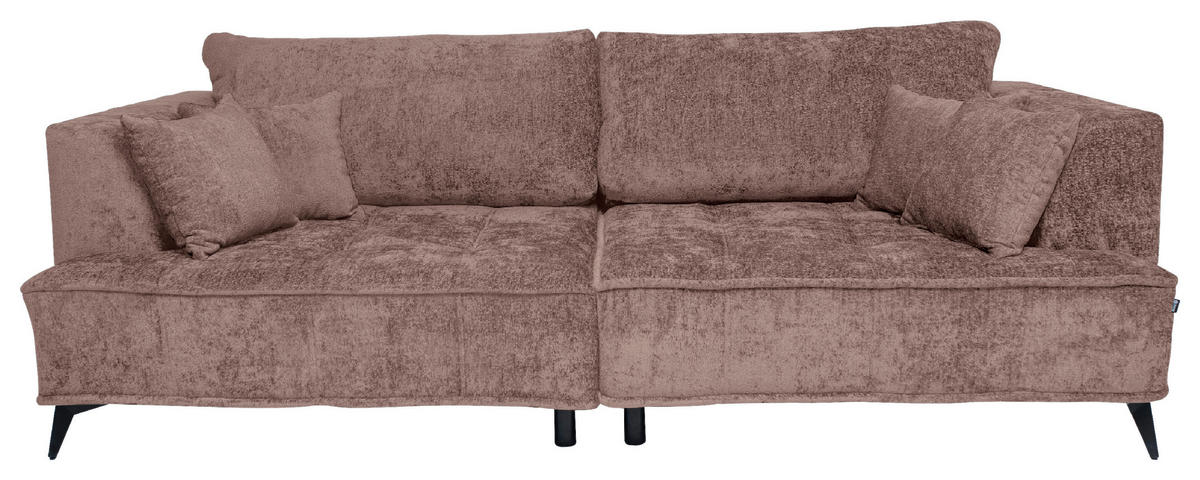 BIGSOFA Chenille Altrosa  - Schwarz/Altrosa, Design, Textil/Metall (250/90/120cm) - home24