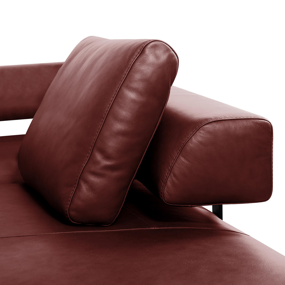 ECKSOFA Rot Echtleder  - Rot/Schwarz, Design, Leder/Metall (306/237cm) - Livetastic