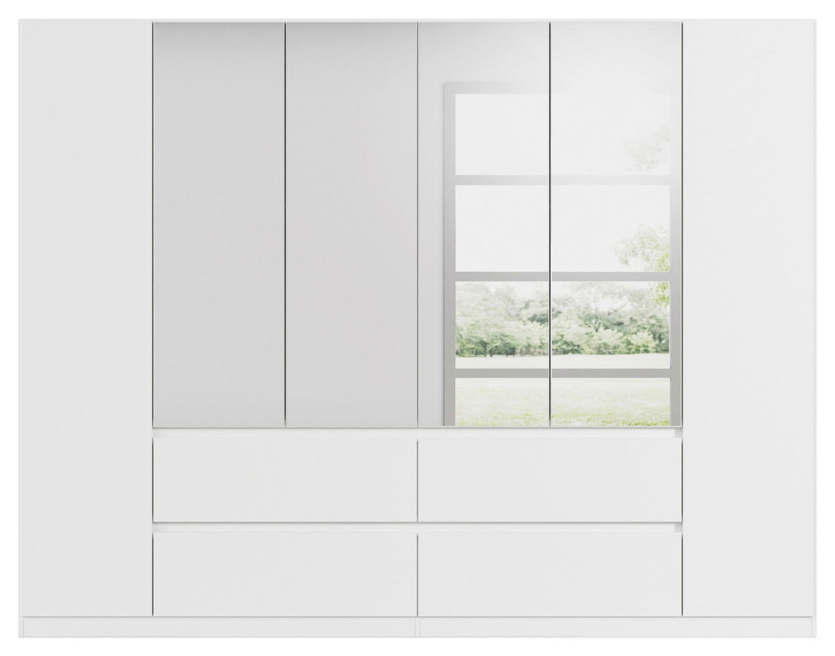DREHTÜRENSCHRANK in Weiss, Silberfarben  - Weiss/Silberfarben, Basics, Holzwerkstoff (271/210/54cm) - Rauch Möbel