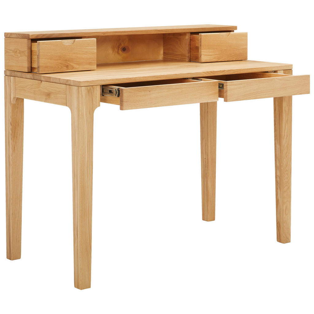 Thumbnail - Boxxx Schreibtisch, Eiche, Holz, Wildeiche, massiv, 4 Schubladen, eckig, 55-91x76x110 cm, Stauraum, Arbeitszimmer, Schre...