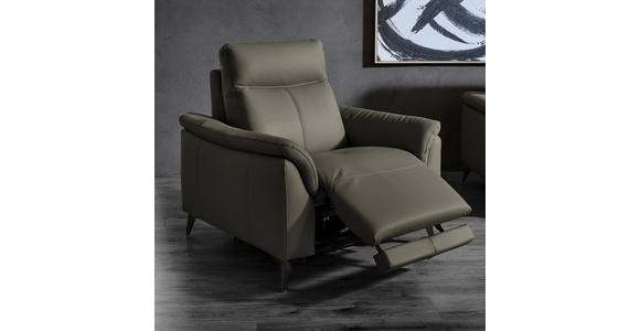 SESSEL in Echtleder Grau  - Schwarz/Grau, Design, Leder/Metall (107/105/98cm) - Belluti