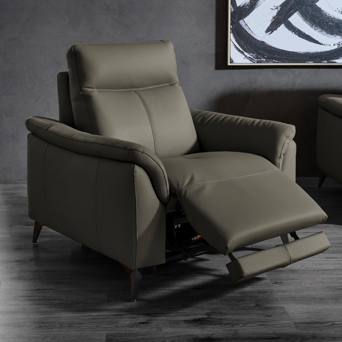 SESSEL Echtleder Grau  - Schwarz/Grau, Design, Leder/Metall (107/105/98cm) - Belluti