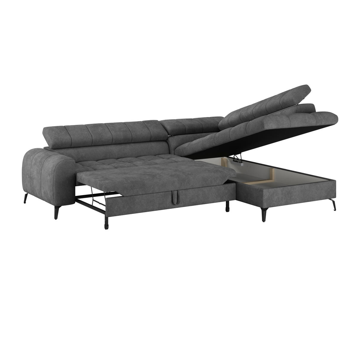 ECKSOFA in Anthrazit  - Anthrazit/Schwarz, Trend, Kunststoff/Textil (261/203cm) - Livetastic