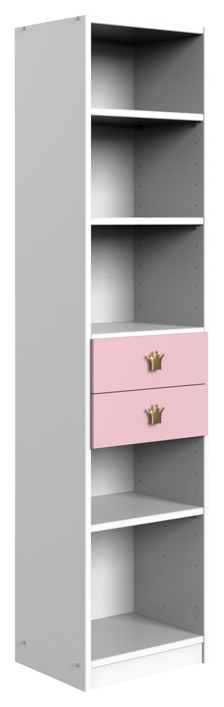 REGALNI ELEMENT 48/197/40 cm roza, bela  - zlate barve/roza, Konvencionalno, umetna masa/leseni material (48/197/40cm) - Ti'me