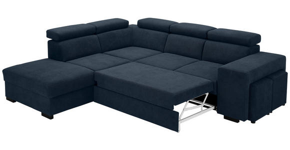 ECKSOFA  in Webstoff Dunkelblau  - Schwarz/Dunkelblau, KONVENTIONELL, Holz/Textil (244/283cm) - Carryhome
