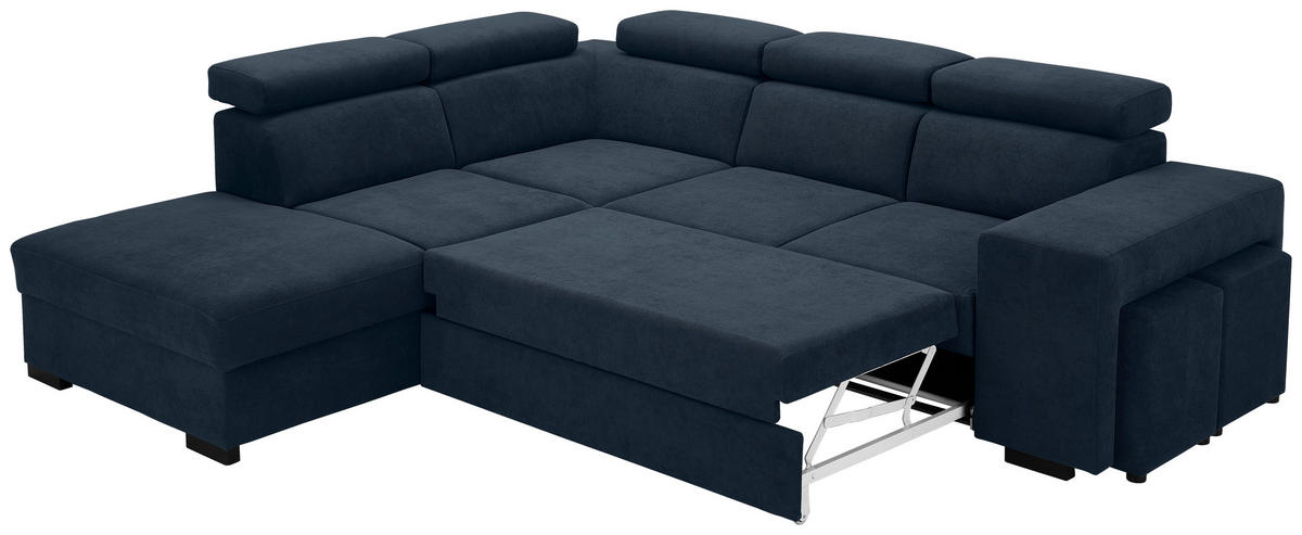 ECKSOFA Dunkelblau Webstoff  - Schwarz/Dunkelblau, KONVENTIONELL, Holz/Textil (244/283cm) - Carryhome