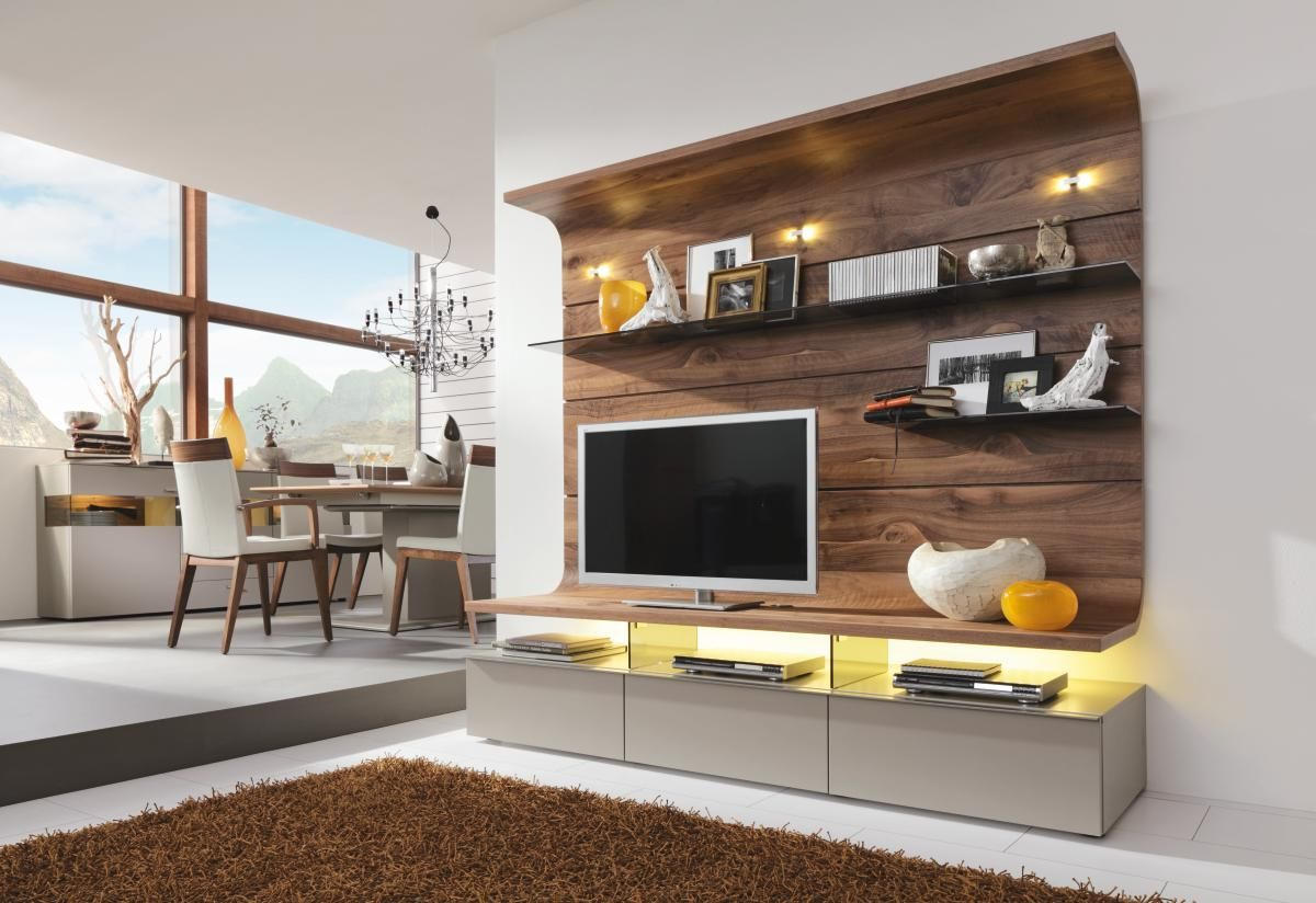 WOHNWAND Eiche furniert Grau, Eichefarben - Eichefarben/Schwarz, Design, Glas/Holz (195/187/41-56cm) - Moderano