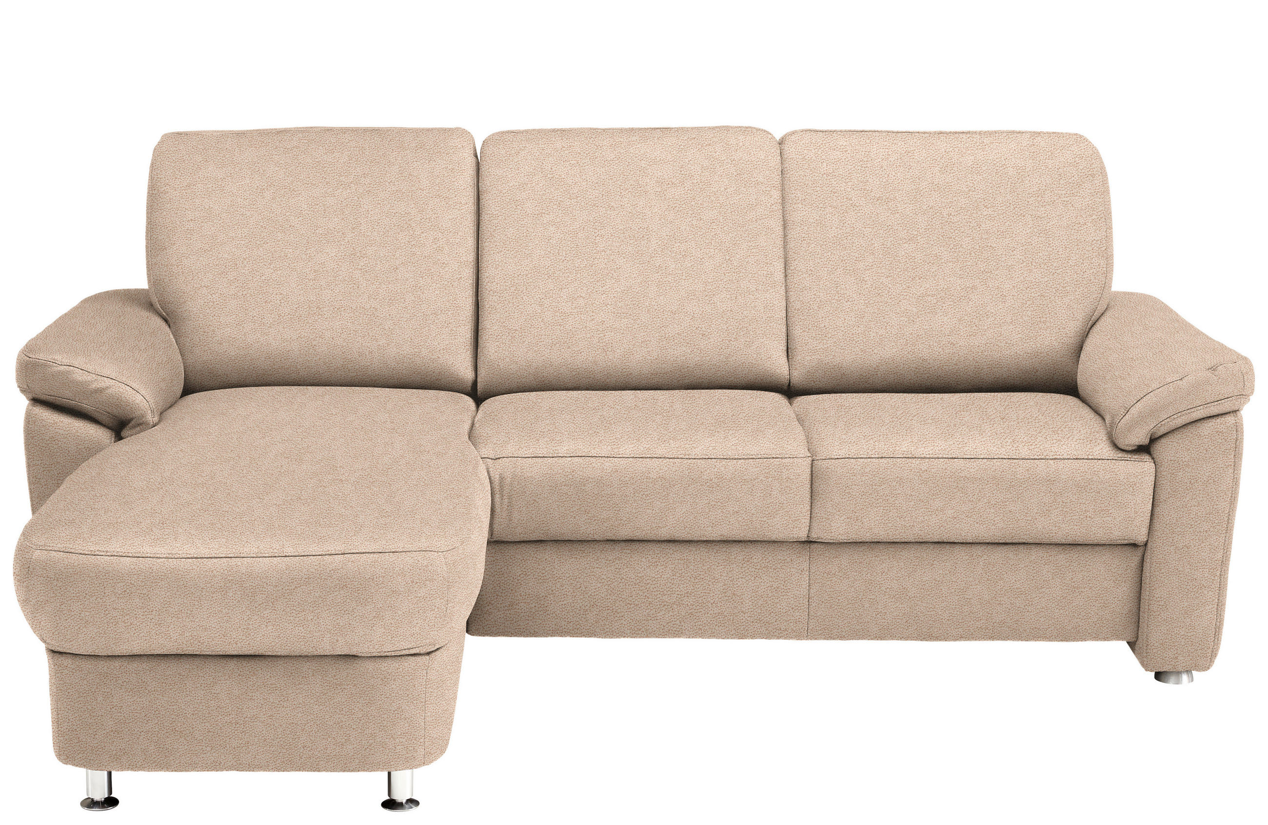 ECKSOFA in Flachgewebe Beige  - Chromfarben/Beige, Konventionell, Textil/Metall (163/220cm) - Beldomo System