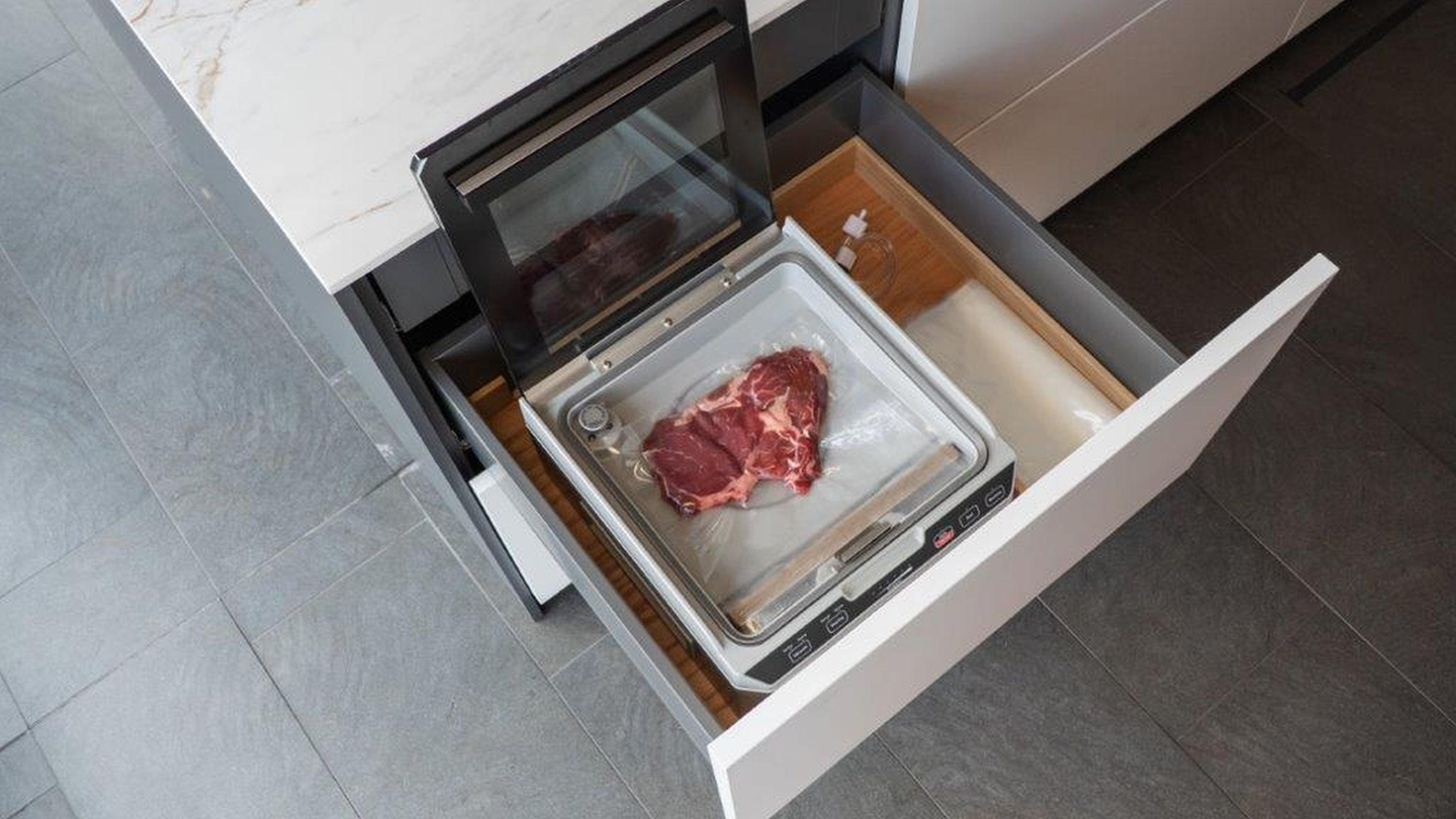 VAKUUMIERSET  - Hellbraun/Edelstahlfarben, Basics, Holz/Metall (52,4/26/47,2cm) - CASO Design