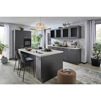 ECKKÜCHE 120/240 cm  Graphitfarben  - Sandfarben/Edelstahlfarben, Konventionell, Glas/Holzwerkstoff (120/240cm) - Venda